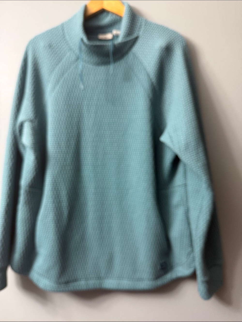 L.L. Bean Teal Ridgeknit Textured Quarter-Zip Sweater 1x